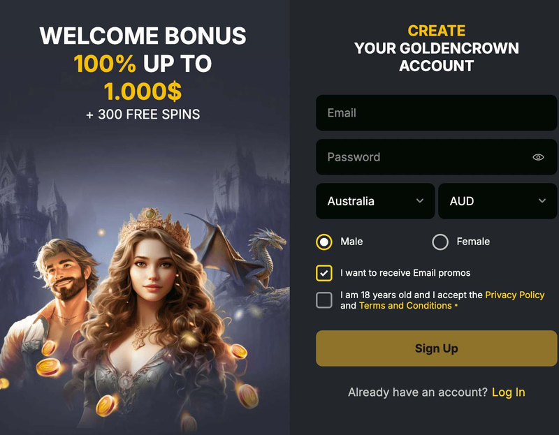 Golden Crown Casino registration